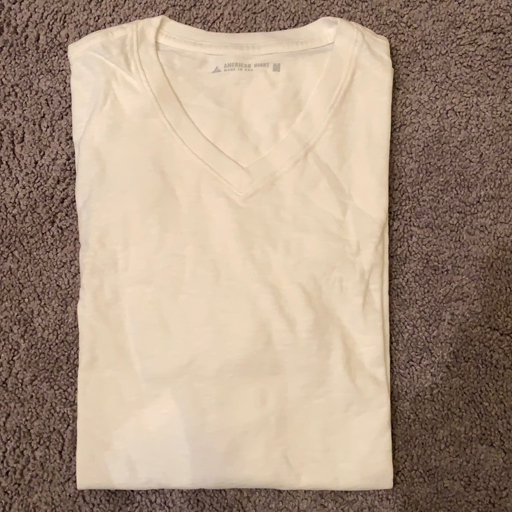 American Giant Premium Slub V Neck Tee Shirt WHITE medium Mens